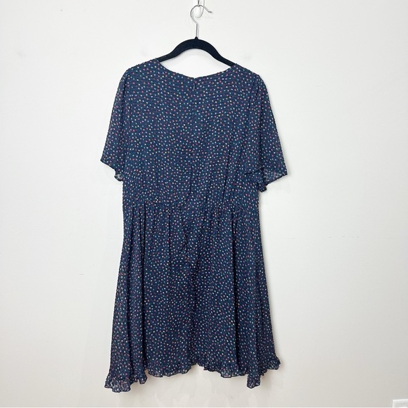 Madewell Flutter Sleeve Navy Sugar Dot Dress - Picture 4 of 8